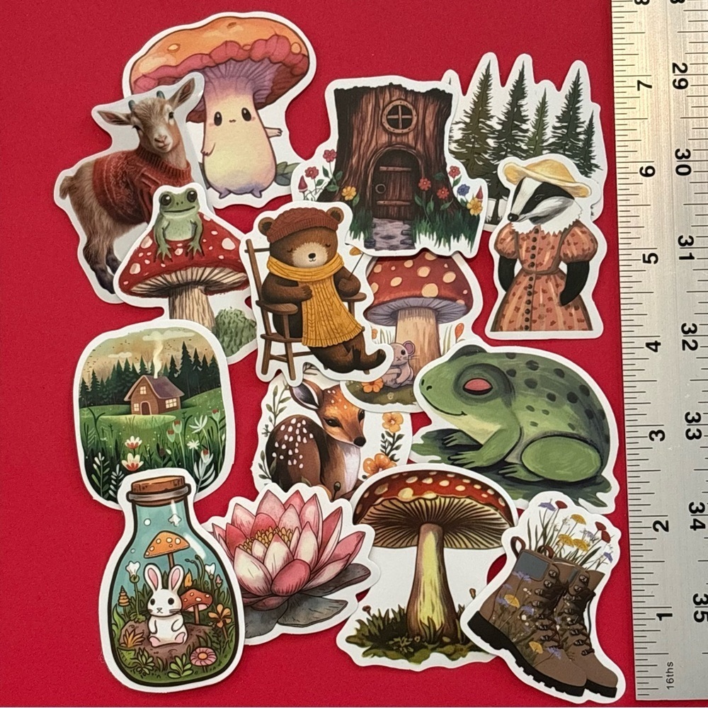 15pc Cottagecore Vinyl Stickers Woodland Nature Theme Waterproof Crafts